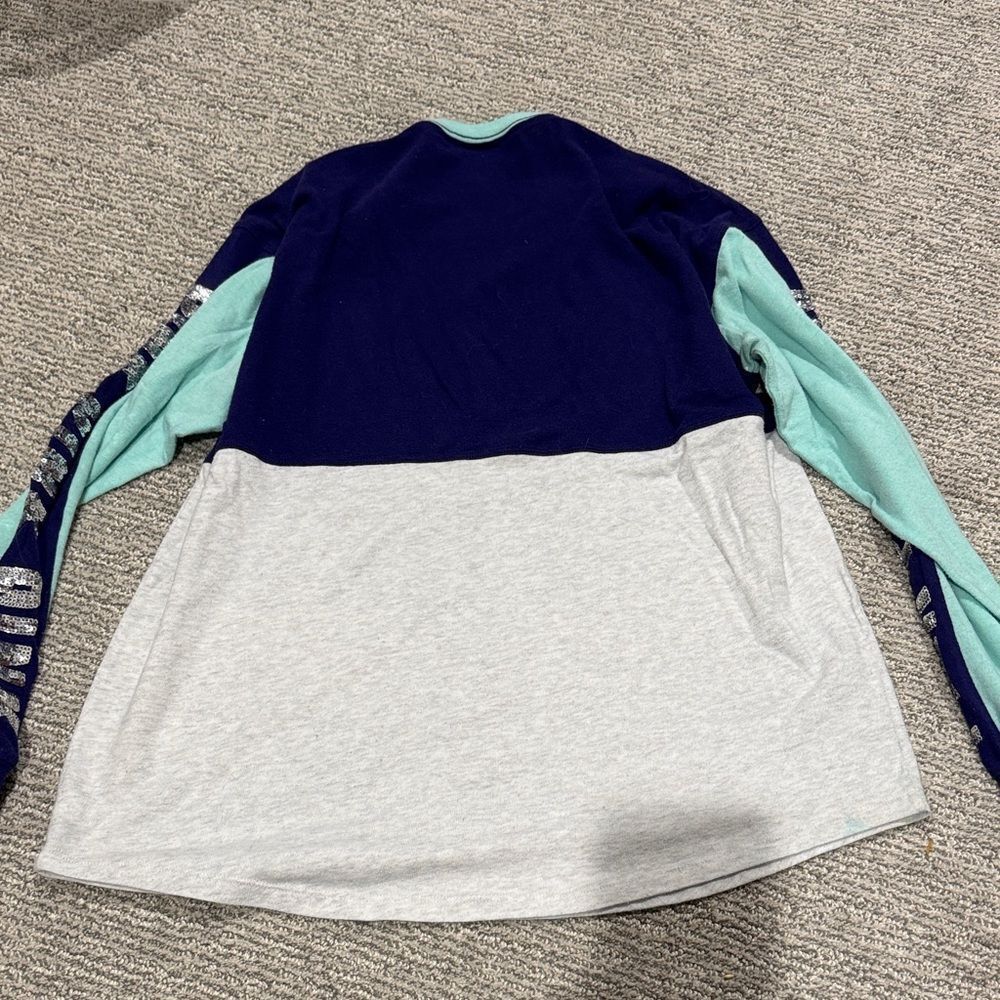 PINK Victoria's Secret Long Sleeve Tee - Navy and Light Blue - Picture 2 of 3